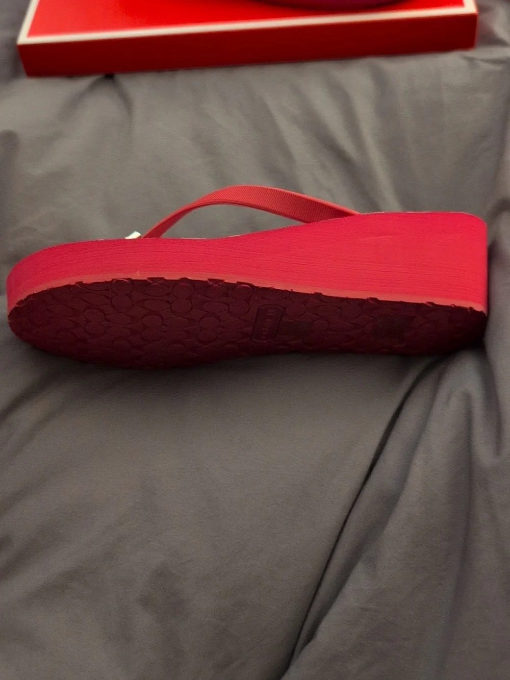 Coach Pop Pink and White Platform Flip Flops Size 10 - Picture 8 of 12